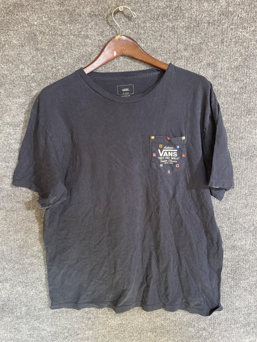 Vans Shirt Mens 2XL Black Pocket Graphic Tee Tagless Skateboarding Classic